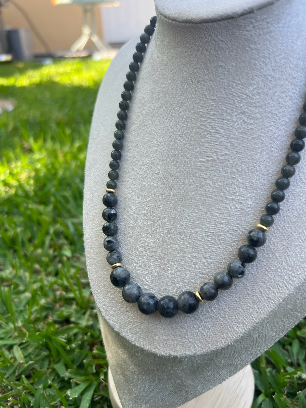 Graduated Labradorite Necklace with Gold Filled Spacers & Clasp
