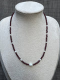 Red Garnet & Freshwater Pearl Sterling Silver Necklace