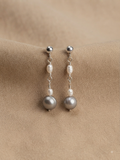 Grey & White Freshwater Pearl Sterling Silver Drop Earrings